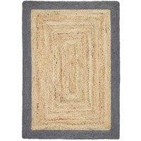 Origins Jute Border Rug Grey 160 x 230cm, Grey