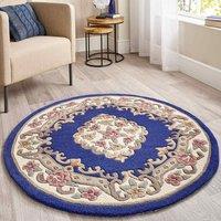 Origins Shensi Round Rug Navy 120cm Diameter, Blue