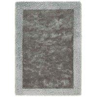 Origins Shimmer Shaggy Rug Border Silver 120 x 170cm