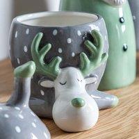 Crossland Grove Reindeer Pot w/ Lid Grey 145x125x175mm, Black