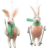Crossland Grove Skiing Hares White (Set of 2) 60x70x150mm, Multi
