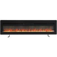 LivingandHome Living and Home Freestanding Wall Mounted Recessed Electric Fire - Black 40 Inch, Black