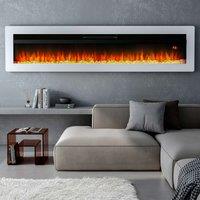 LivingandHome Living and Home Freestanding Wall Mounted Recessed Electric Fire - White 60 Inch, White