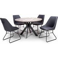 FURNITURE LINK Manhattan Round Table 1200mm - Grey, Brown