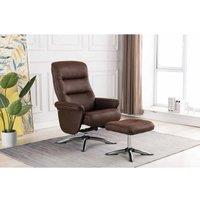 FURNITURE LINK Texas Swivel Recliner And Stool - Brown, Brown