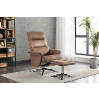 FURNITURE LINK Texas Swivel Recliner And Stool - Caramel, Brown