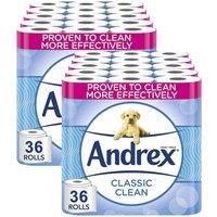 Andrex Toilet Rolls Classic Clean Fragrance-Free 2 Ply Toilet Paper - 72 Rolls