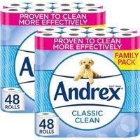 96 Rolls of Andrex Classic Clean Fragrance Free Toilet Paper -2ply