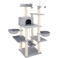 Tectake Cat Tree Scratching Post Lilou - Grey, Grey