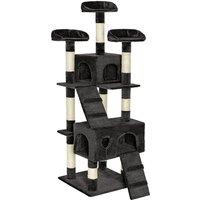 Tectake Cat Tree Scratching Post Mogli - Black, Black