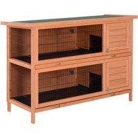 PawHut 54 Inch Large Outdoor Rabbit Hutch w/ Sliding Trays, Orange