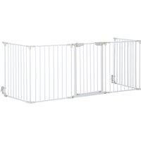 PawHut Pet Safety Gate 5-panel Playpen Fence - White, White