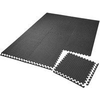 Tectake Gym Mats - Interlocking Set Of 12 Black, Black