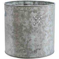 Ivyline Indoor Christmas Tree Bucket With Star - Galvanised Steel H23cm W23cm, Silver