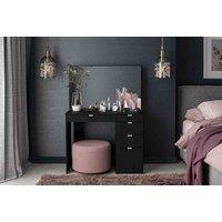 Birlea Ava 5 Drawer Dressing Table And Mirror Black, Black