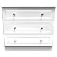 Welcome Furniture Ready Assembled Berryfield 3 Drawer Chest - White Gloss, White