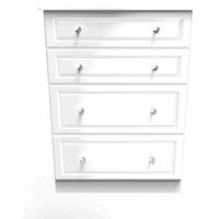 Welcome Furniture Ready Assembled Berryfield 4 Drawer Deep Chest - White Gloss