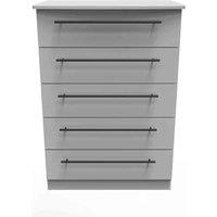 Welcome Furniture Ready Assembled Finsbury 5 Drawer Chest - Dust Grey, Grey