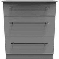 Welcome Furniture Ready Assembled Finsbury 3 Drawer Deep Chest - Dust Grey, Grey