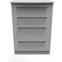 Welcome Furniture Ready Assembled Finsbury 4 Drawer Deep Chest - Dust Grey, Grey