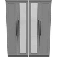 Welcome Furniture Ready Assembled Finsbury Tall 4 Door Wardrobe - Dust Grey, Grey