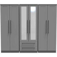 Welcome Furniture Ready Assembled Finsbury Tall 6 Door Wardrobe - Dust Grey, Grey