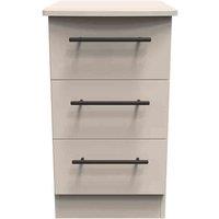 Welcome Furniture Ready Assembled Finsbury 3 Drawer Locker - Kashmir Matt, Cream