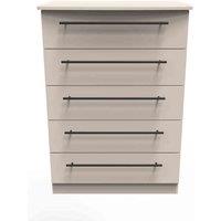 Welcome Furniture Ready Assembled Finsbury 5 Drawer Chest - Kashmir Matt, Cream