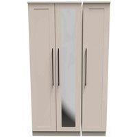 Welcome Furniture Ready Assembled Finsbury Tall Triple Mirrored Wardrobe - Kashmir Matt, Cream