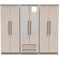 Welcome Furniture Ready Assembled Finsbury Tall 6 Door Wardrobe - Kashmir Matt, Cream
