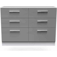 Welcome Furniture Ready Assembled Indices 6 Drawer Midi Chest - Dust Grey and White, Multi