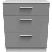 Welcome Furniture Ready Assembled Indices 3 Drawer Deep Chest - Dust Grey and White, Multi