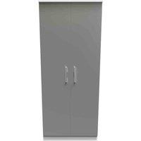 Welcome Furniture Ready Assembled Indices 2ft6in Plain Wardrobe - Dust Grey and White, Grey