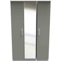 Welcome Furniture Ready Assembled Indices Triple Mirrored Wardrobe - Dust Grey and White, Grey