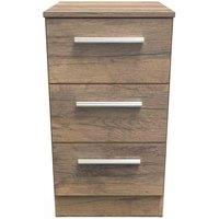Welcome Furniture Ready Assembled Indices 3 Drawer Locker - Vintage Oak, Brown