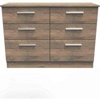 Welcome Furniture Ready Assembled Indices 6 Drawer Midi Chest - Vintage Oak, Brown