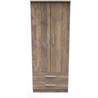 Welcome Furniture Ready Assembled Indices 2ft6in 2 Drawer Wardrobe - Vintage Oak, Brown
