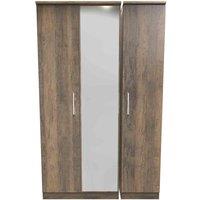Welcome Furniture Ready Assembled Indices Triple Mirrored Wardrobe - Vintage Oak, Brown