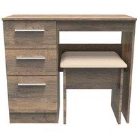 Ready Assembled Indices 2 Piece Set - Vanity and Stool - Vintage Oak, Brown