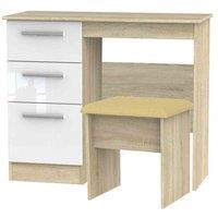 Ready Assembled Indices 2 Piece Set - Vanity and Stool - White and Bardolino Oak, Multi