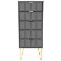Welcome Furniture Ready Assembled Cuba 5 Drawer Locker - Dust Grey, Grey