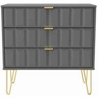 Welcome Furniture Ready Assembled Cuba 3 Drawer Chest - Dust Grey, Grey