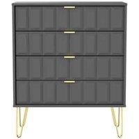 Welcome Furniture Ready Assembled Cuba 4 Drawer Chest - Dust Grey, Grey