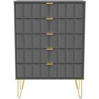 Welcome Furniture Ready Assembled Cuba 5 Drawer Chest - Dust Grey, Grey