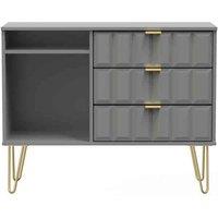 Ready Assembled Cuba 3 Drawer Tv Unit With Legs - Dust Grey, Grey