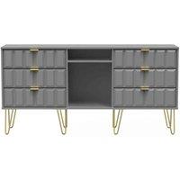 Ready Assembled Cuba 6 Drawer Tv Unit With Legs - Dust Grey, Grey