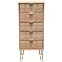 Welcome Furniture Ready Assembled Cuba 5 Drawer Locker - Bardolino Oak, Brown