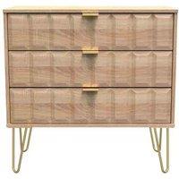 Welcome Furniture Ready Assembled Cuba 3 Drawer Chest - Bardolino Oak, Brown