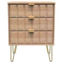 Welcome Furniture Ready Assembled Cuba 3 Drawer Midi Chest With Legs - Bardolino Oak, Brown