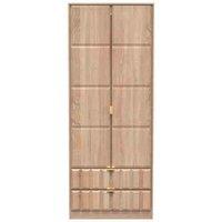 Welcome Furniture Ready Assembled Cuba Tall 2 Drawer Wardrobe - Bardolino Oak, Brown
